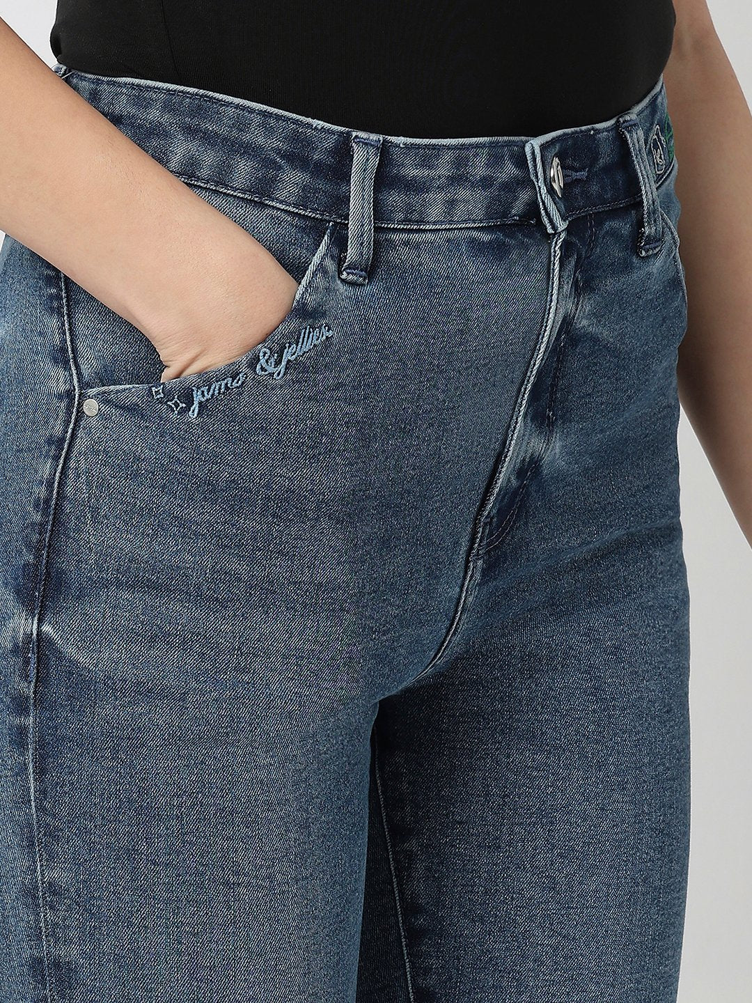 Spykar Mid Blue High Rise Super Skinny Fit Casual Jeans For Women