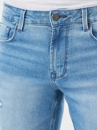 Men Jeans Boot Cut Light Blue Mid Rise