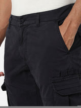 Men Trouser Regular Fit Blue Mid Rise