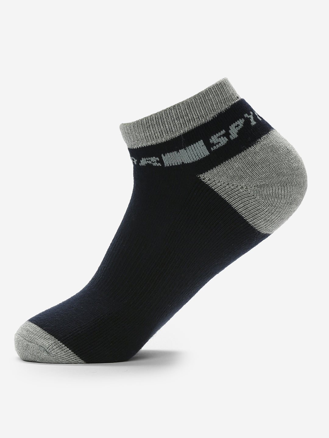 Spykar Navy Grey Solid Mens Ankle Length Socks (Pack of 2)