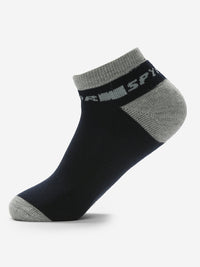 Pack Of 2 Navy Grey Solid Mens Ankle Length Socks