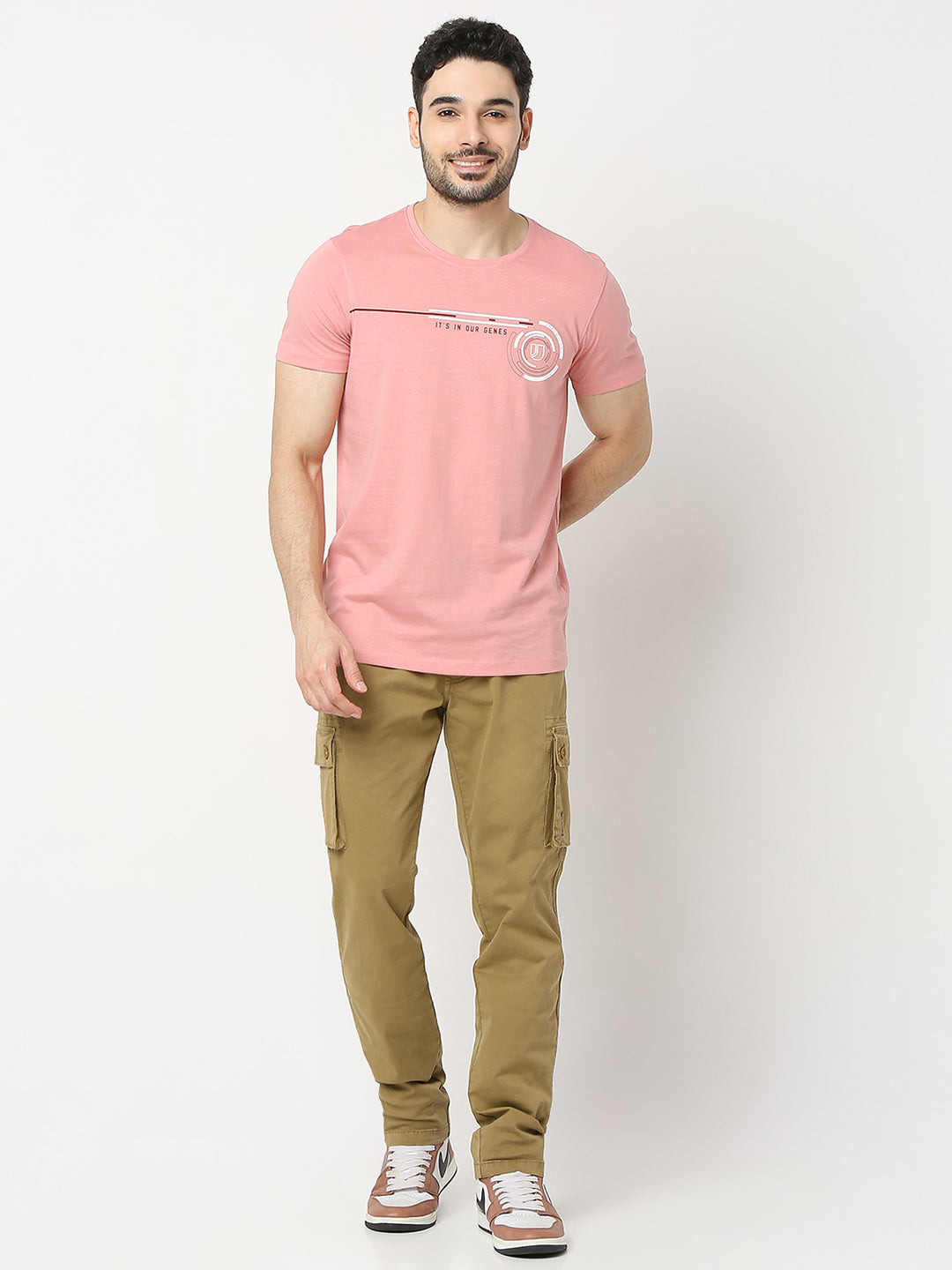 Underjeans by Spykar Men Premium Pink T-shirt