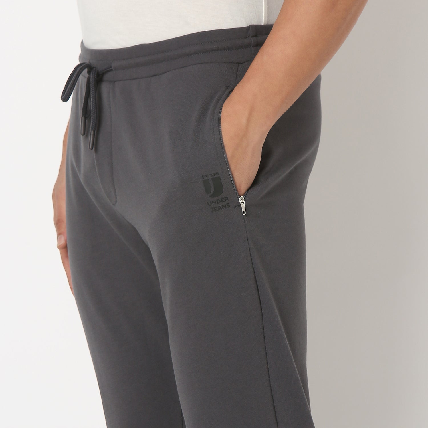 UnderJeans by Spykar Men Basic Dark Grey Lounge Pants