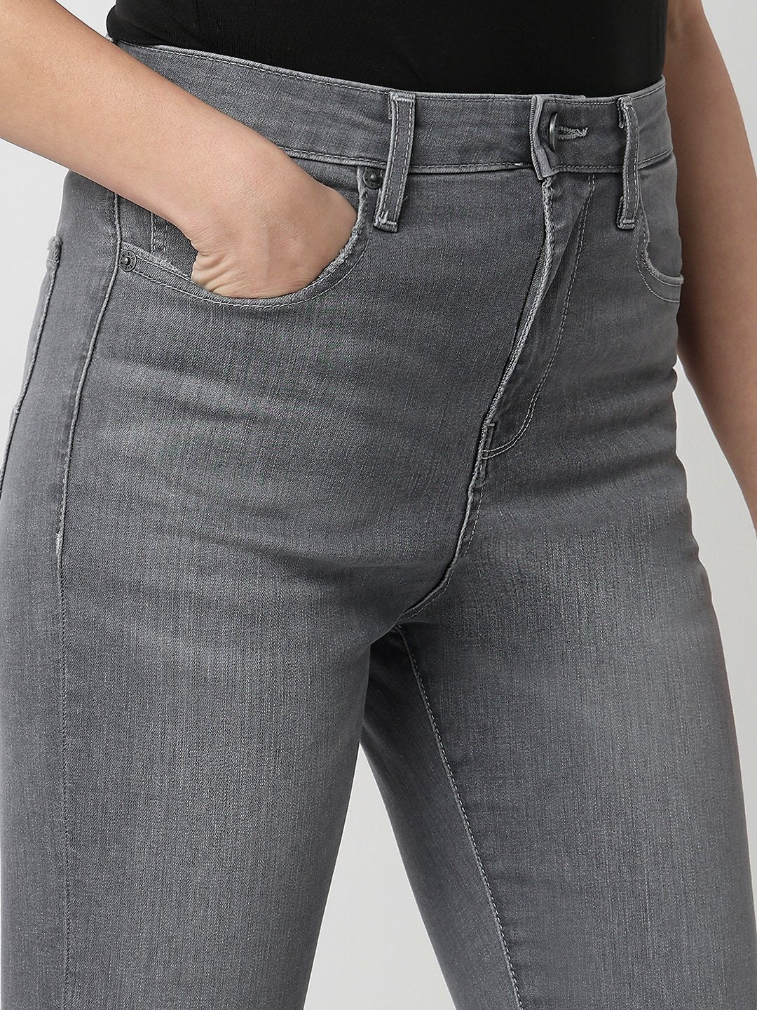 Spykar Grey High Rise Super Skinny Fit Casual Jeans For Women
