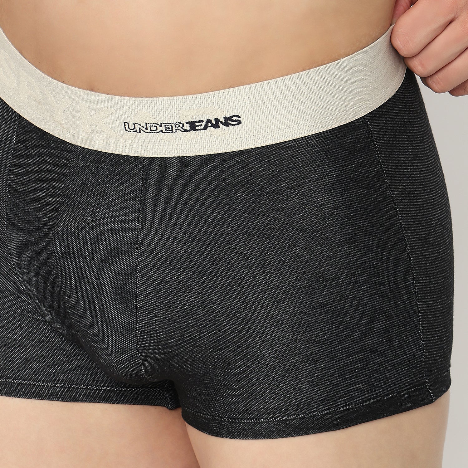 Underjeans by Spykar Men Dark Denim Black Regular Fit Ultrasoft Trunks