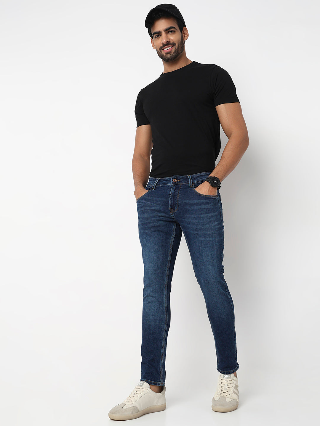 Spykar Dark Blue Low Rise Slim Fit Casual Jeans For Men