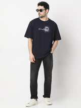 Men T-Shirt Navy Blue Comfort Fit