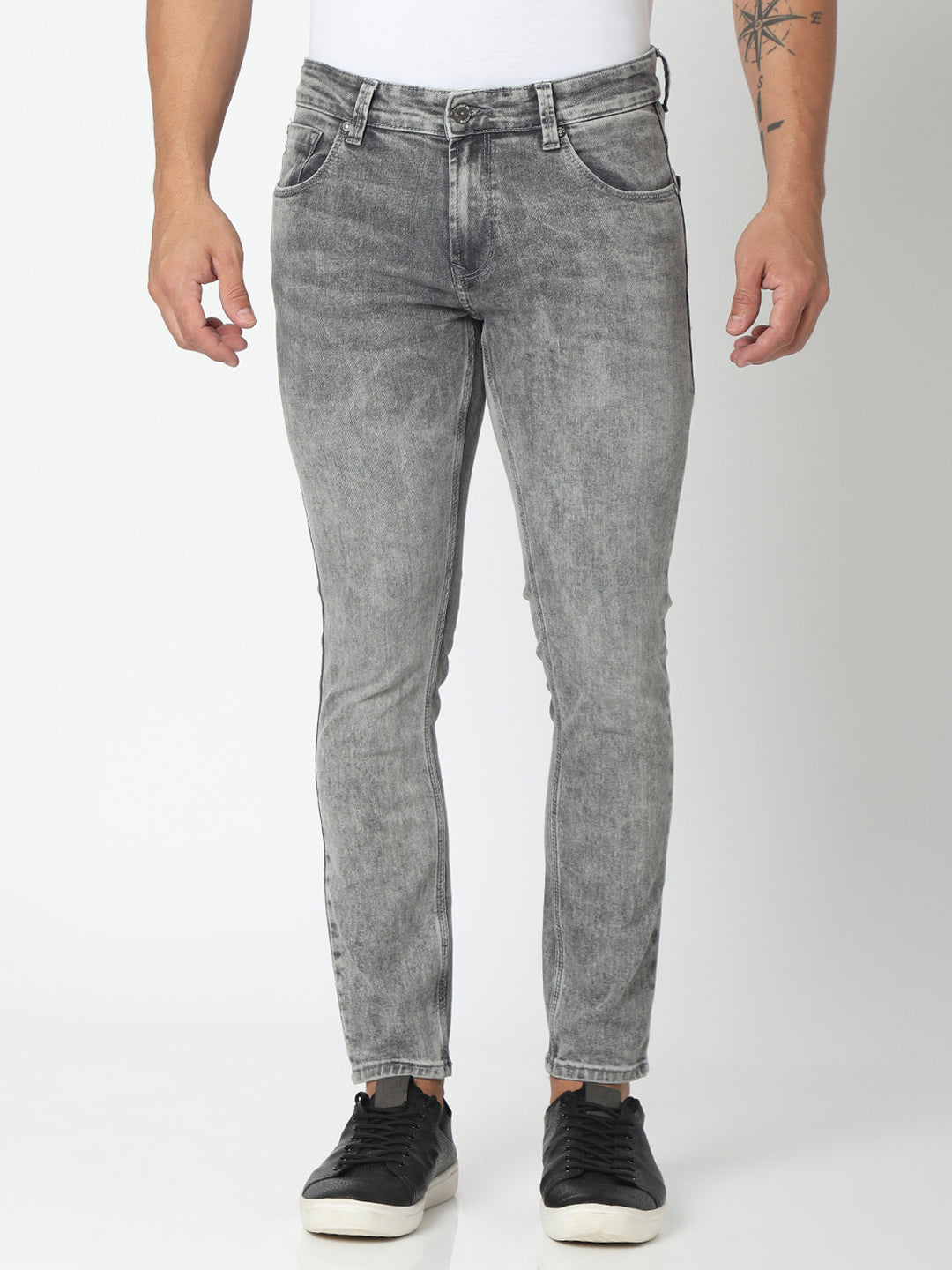 Spykar Men Grey Slim Fit Tapered Length Jeans (Kano)