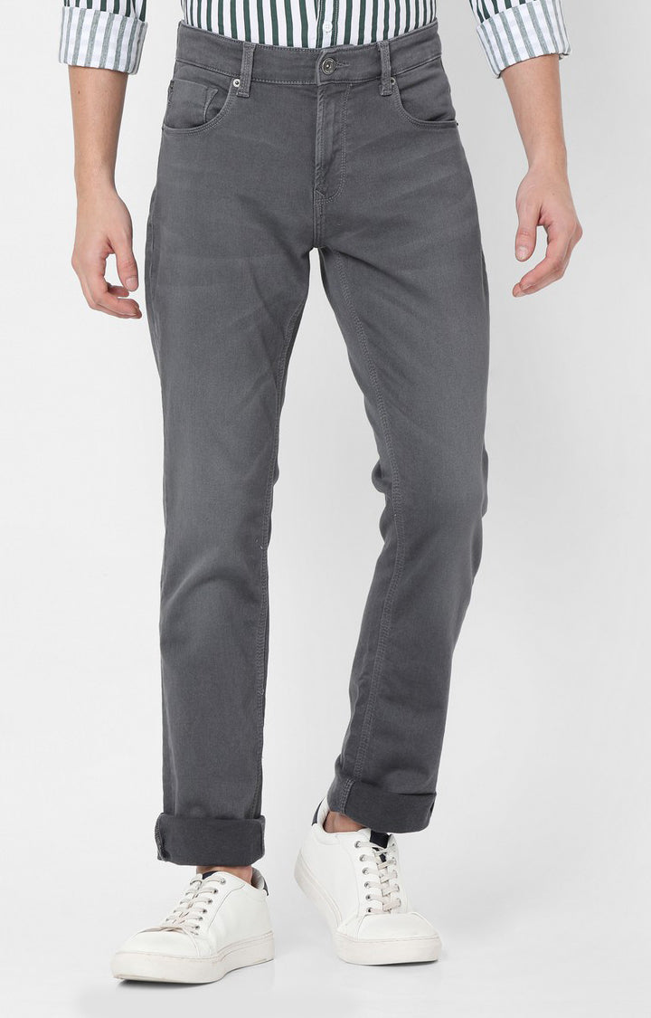 Spykar Men Grey Cotton Regular Fit Narrow Length Jeans (Rover)