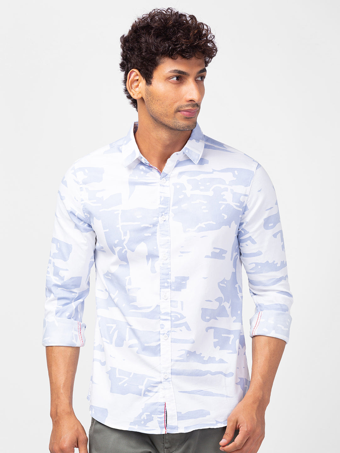 Spykar Men Steel Cotton Slim Fit Printed Shirts