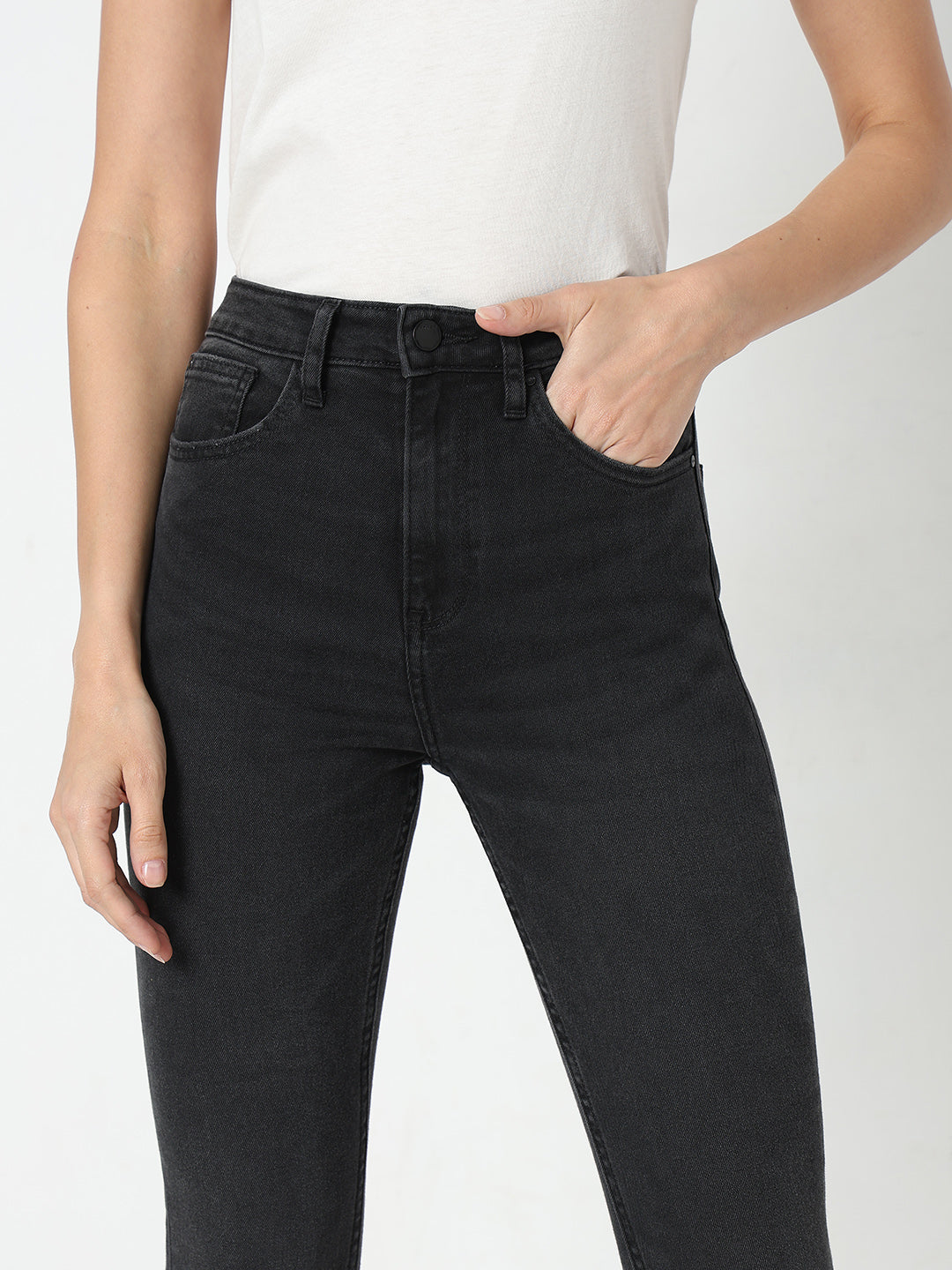 Spykar High Rise Skinny Fit Black Jeans for Women