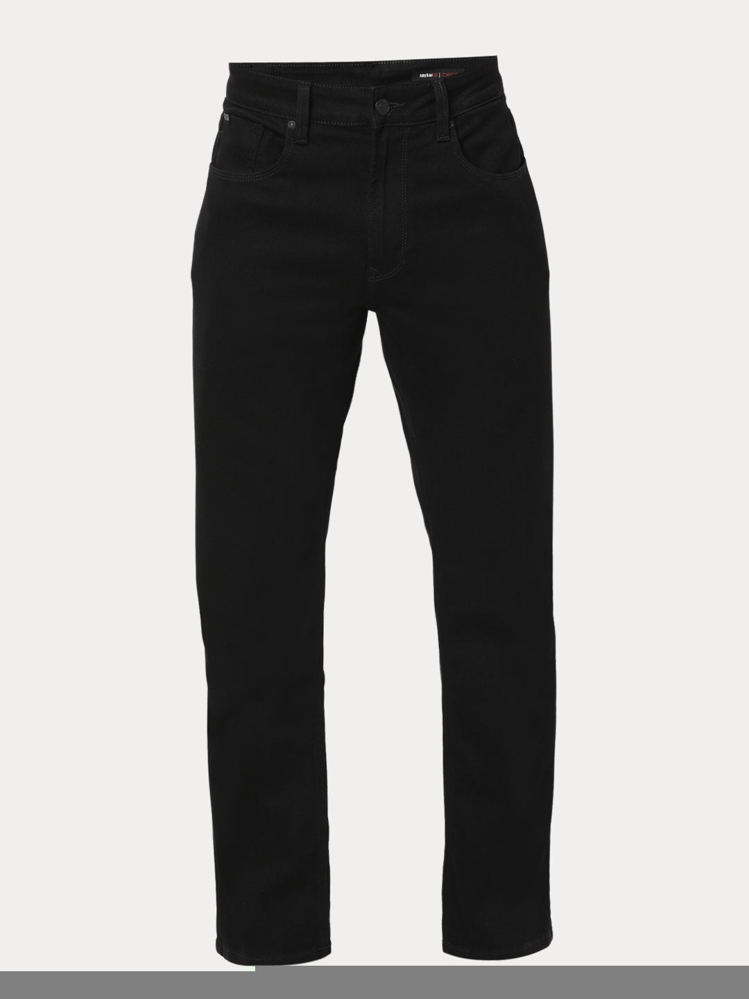 Spykar Black straight fit Mid Rise Jeans For Men