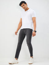 Men Kano Jeans Slim Fit Charcoal Black Mid Rise