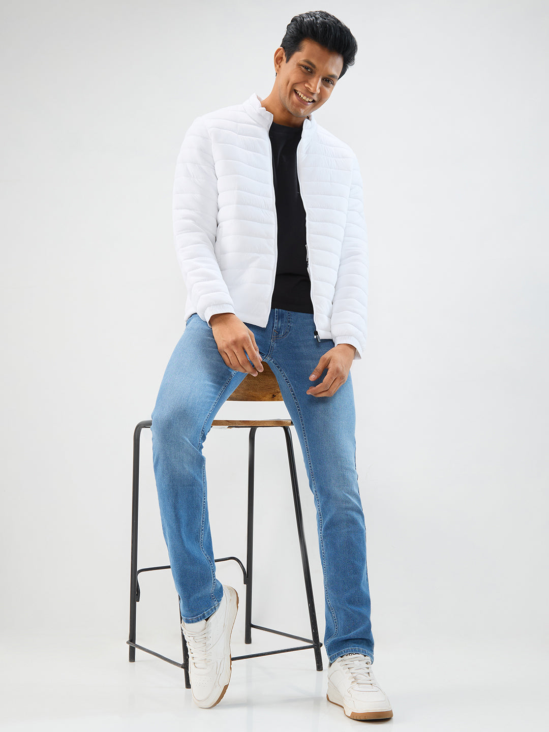 Spykar White Straight Fit Jackets For Men