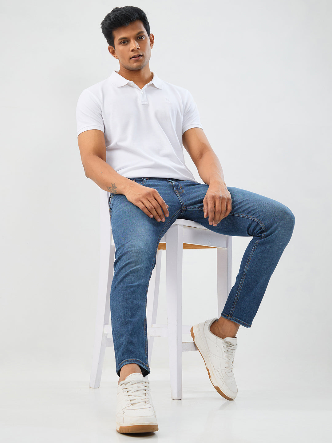 Spykar Dark Blue Slim Fit Mid Rise Jeans For Men