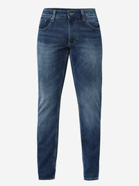 Men Jeans Regular Fit Dark Blue Mid Rise