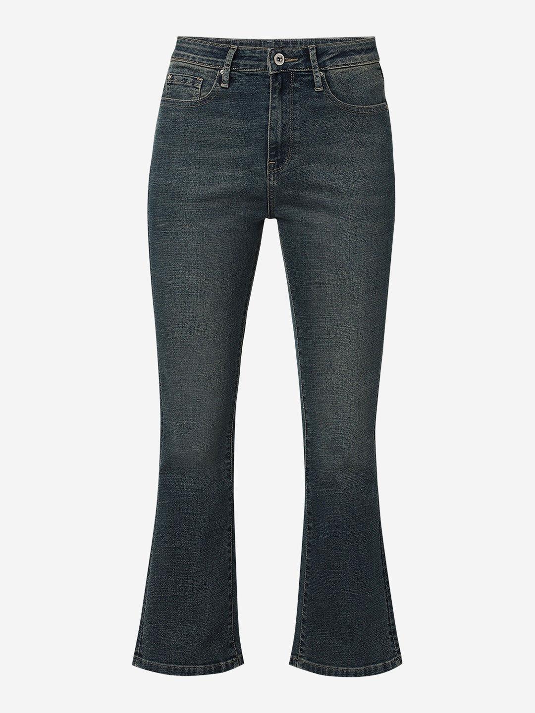 Spykar Vintage Blue High Rise Boot Cut Fit Casual Jeans For Women