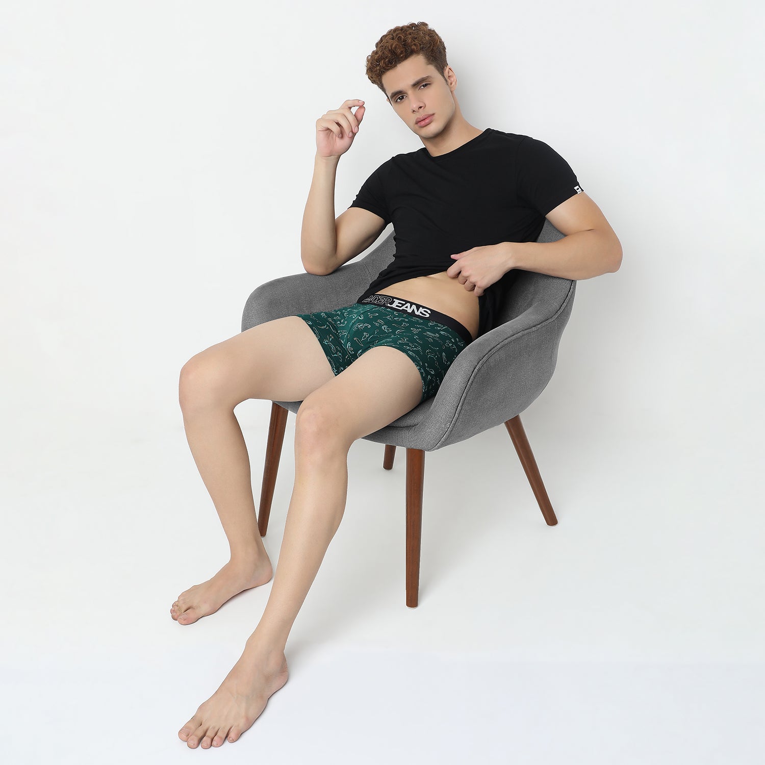 UnderJeans by Spykar Men Basic Bottle Green Ultrasoft Trunks
