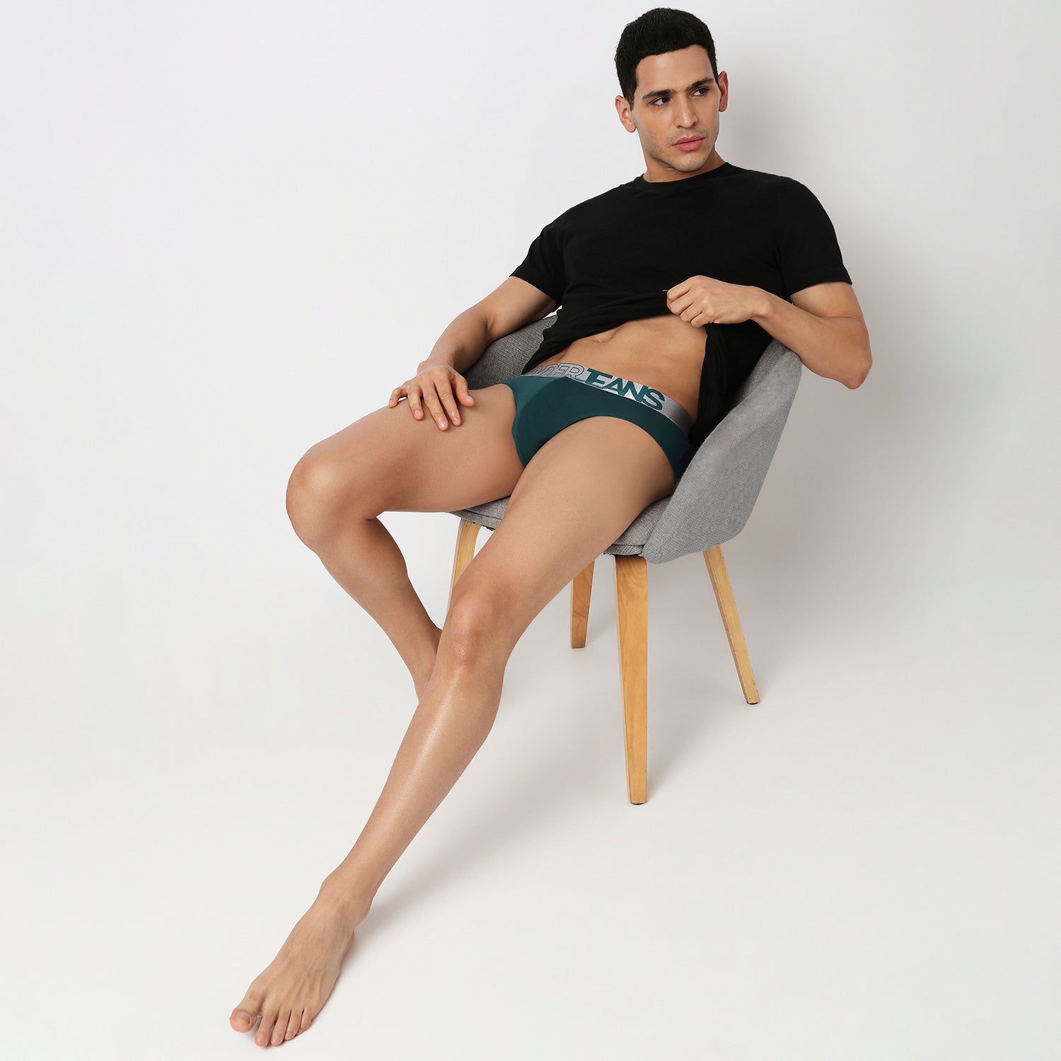 Underjeans Green Cotton Blend Brief