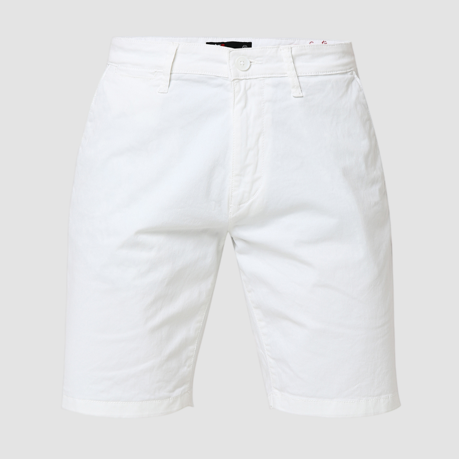 Spykar White Mid Rise Straight Fit Casual Shorts For Men