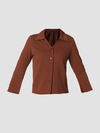 Women Top Solid Brown Slim Fit