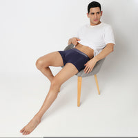 Underjeans Navy Nylon Blend Trunk