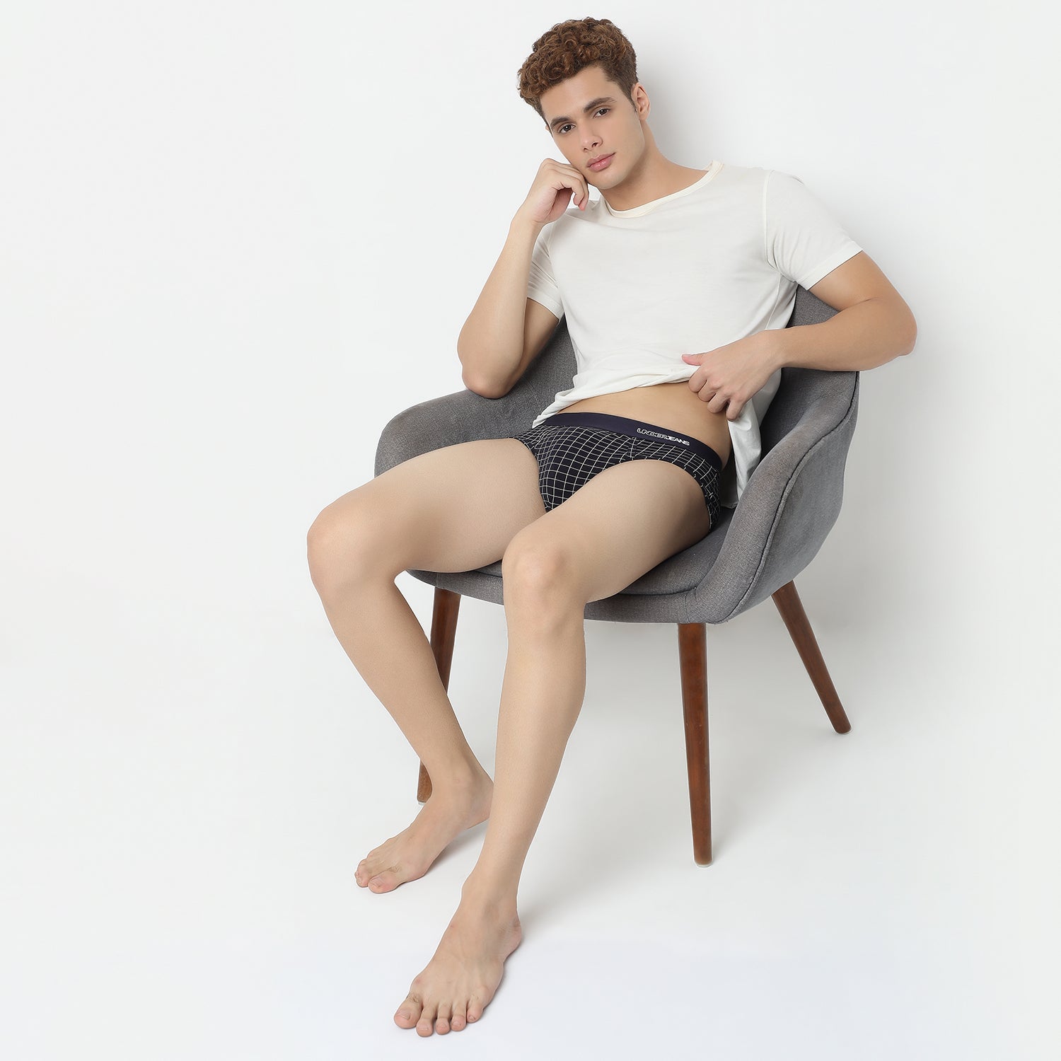 Underjeans Navy Check Ultrasoft Brief
