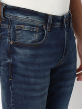 Men Jeans Regular Fit Dark Blue Mid Rise