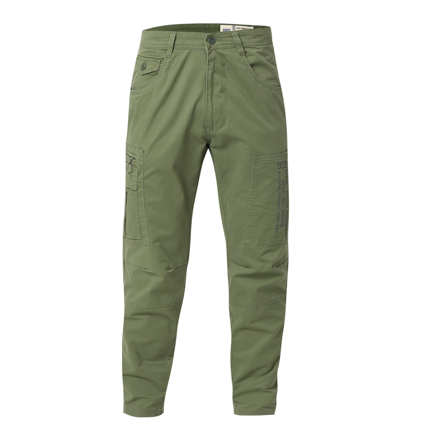 Spykar Sage Green Mid Rise Cargo Fit Casual Trouser For Men