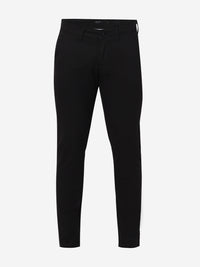 Men Trouser Slim Fit Black Mid Rise