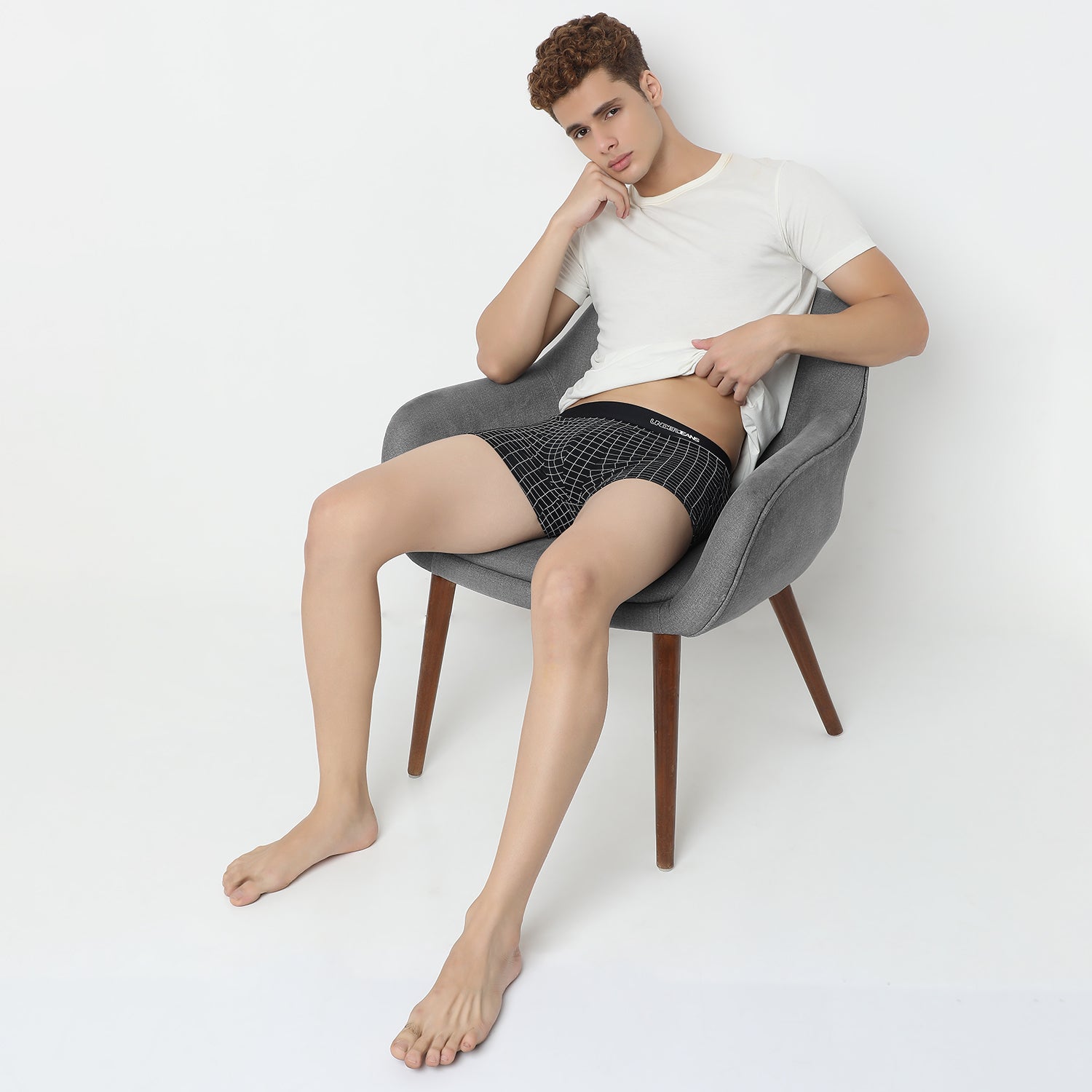 UnderJeans by Spykar Men Basic Dark Grey Checks Ultrasoft Trunks