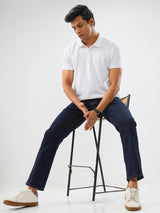 Men Jeans Comfort Fit Raw Blue Mid Rise