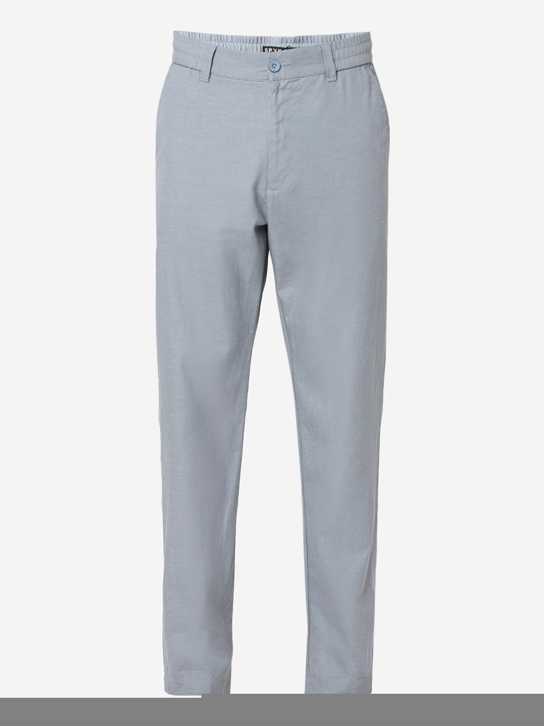 Men Trouser Regular Fit Grey Mid Rise