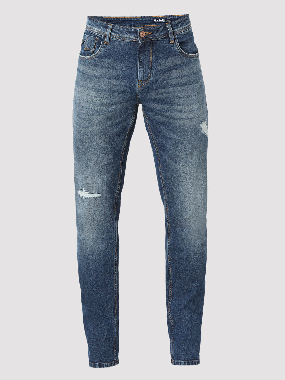 Spykar Mid Blue Skinny Fit Low Rise Jeans For Men