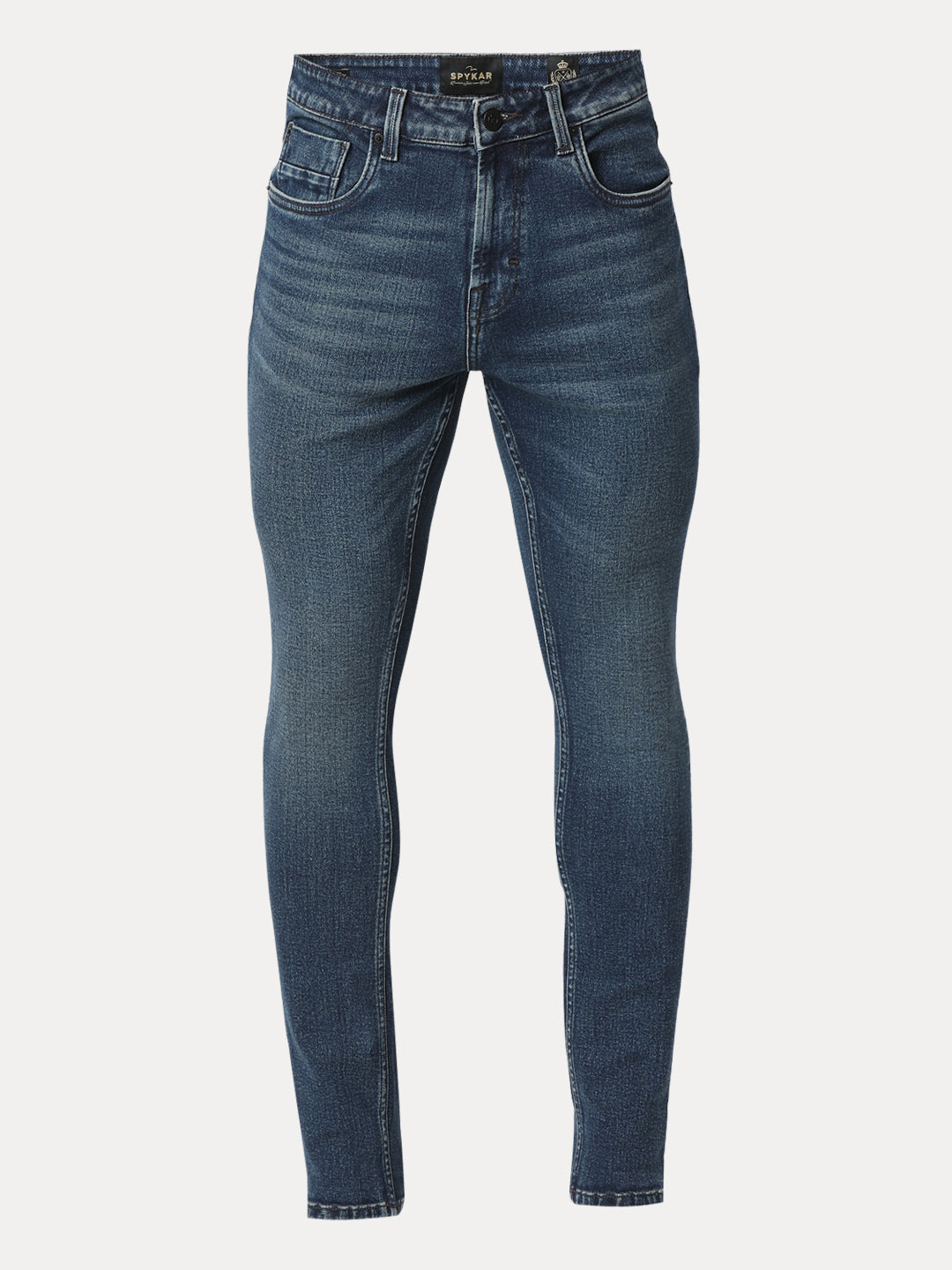 Spykar Dark Blue Skinny Fit Low Rise Jeans For Men