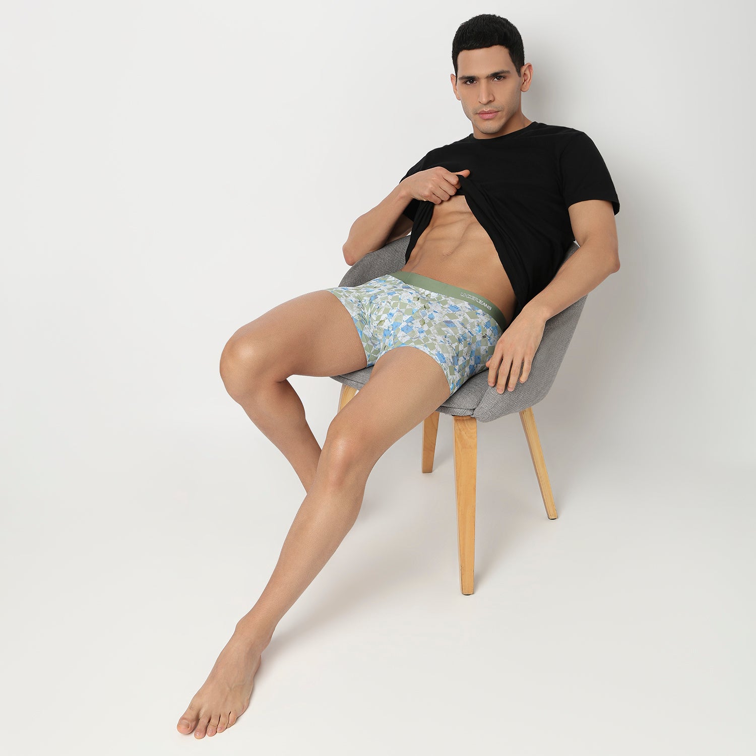 Underjeans Green Nylon Blend Trunk