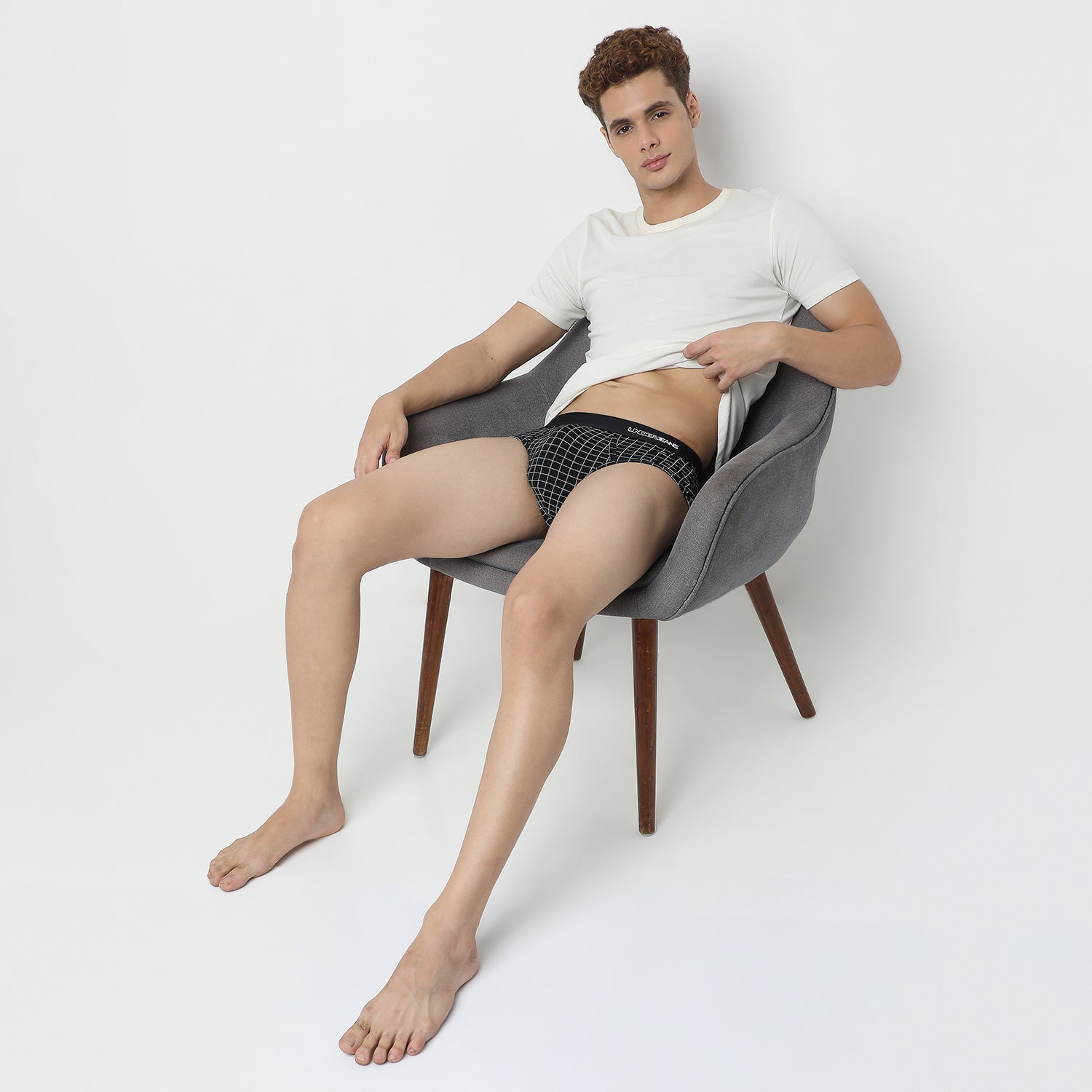 Underjeans Dark Grey Check Ultrasoft Brief
