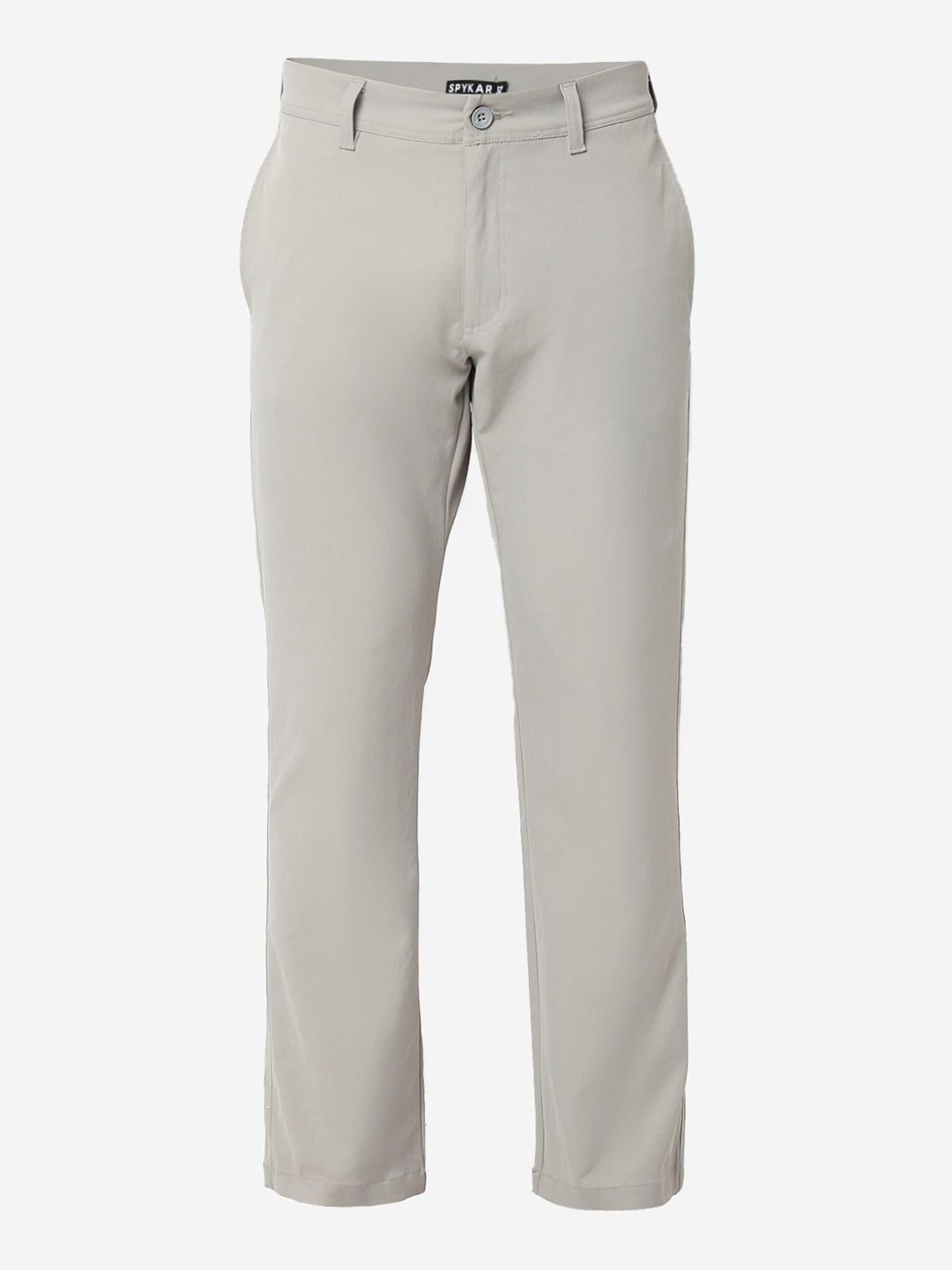 Spykar Light Grey Mid Rise Comfort Fit Trousers For Mens