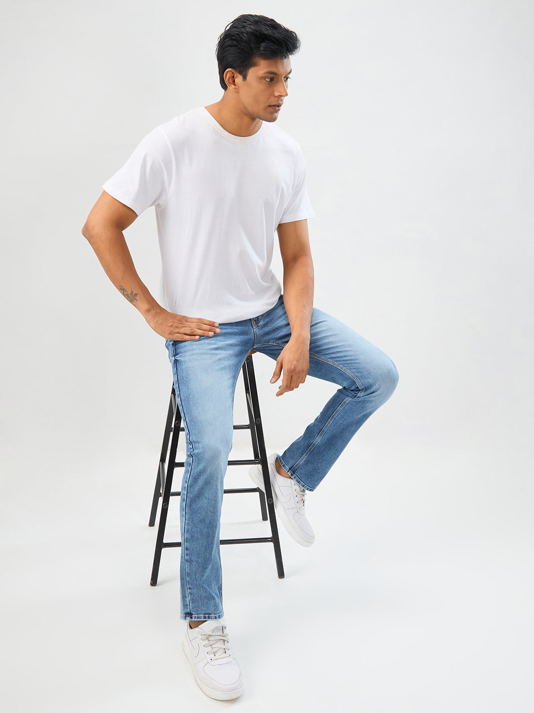 Spykar Light Blue Regular Fit Mid Rise Jeans For Men