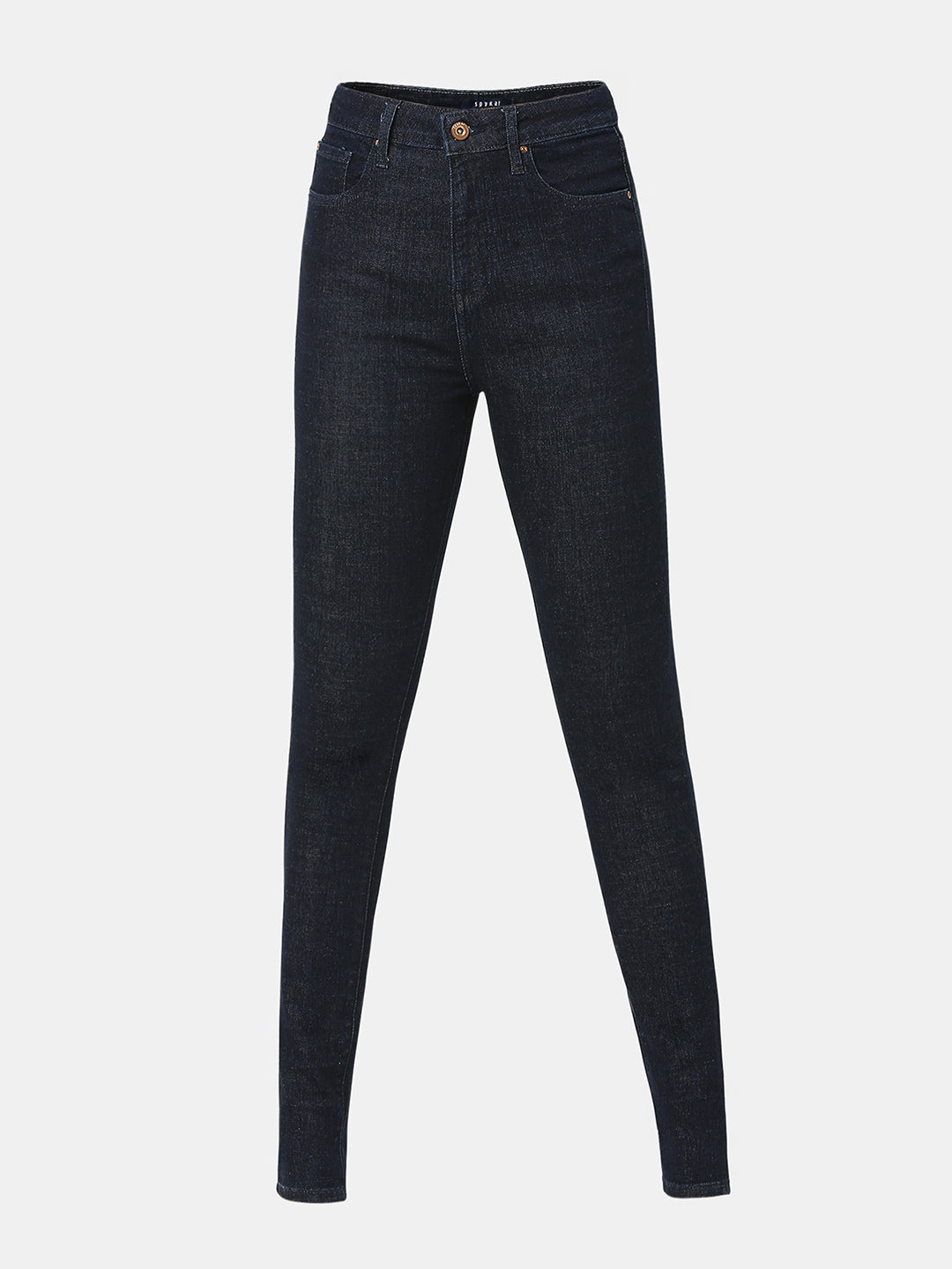 Spykar Dark Blue High Rise Skinny Fit Casual Jeans For Women