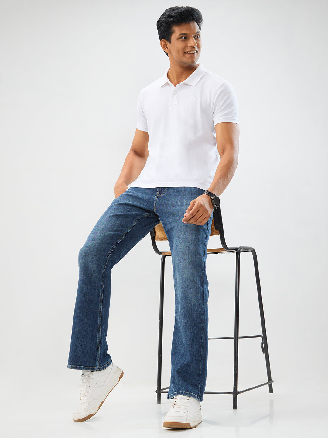 Men Rafter Jeans Boot Cut Fit Blue Mid Rise