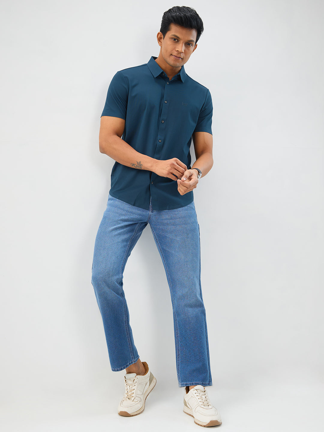 Men Shirt Green Slim Fit