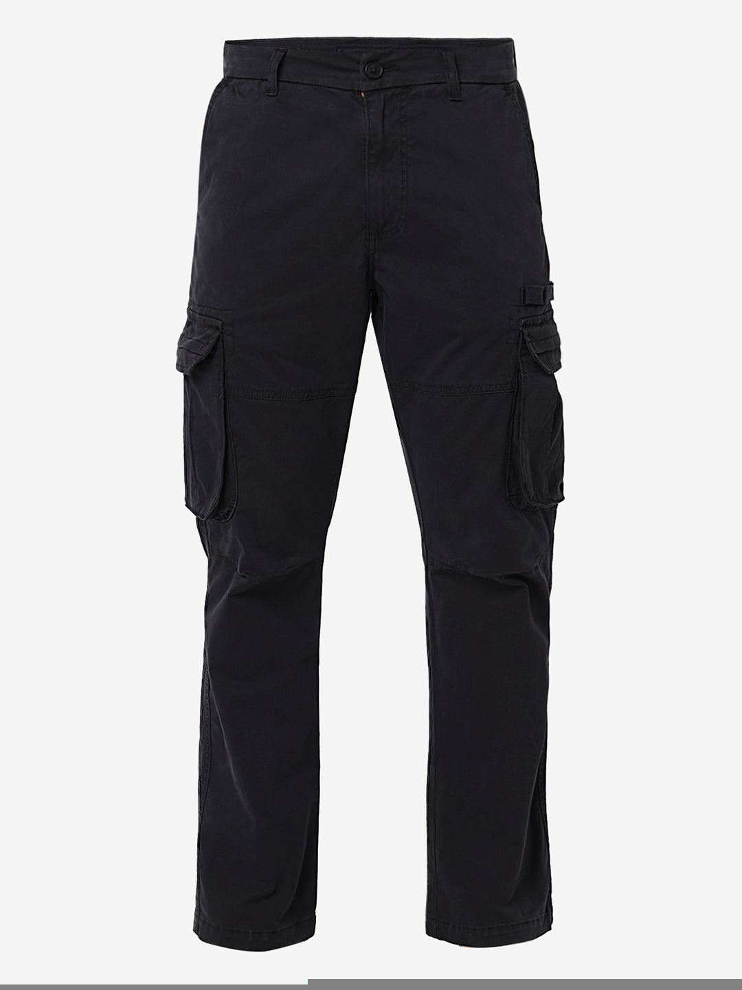 Men Trouser Regular Fit Blue Mid Rise