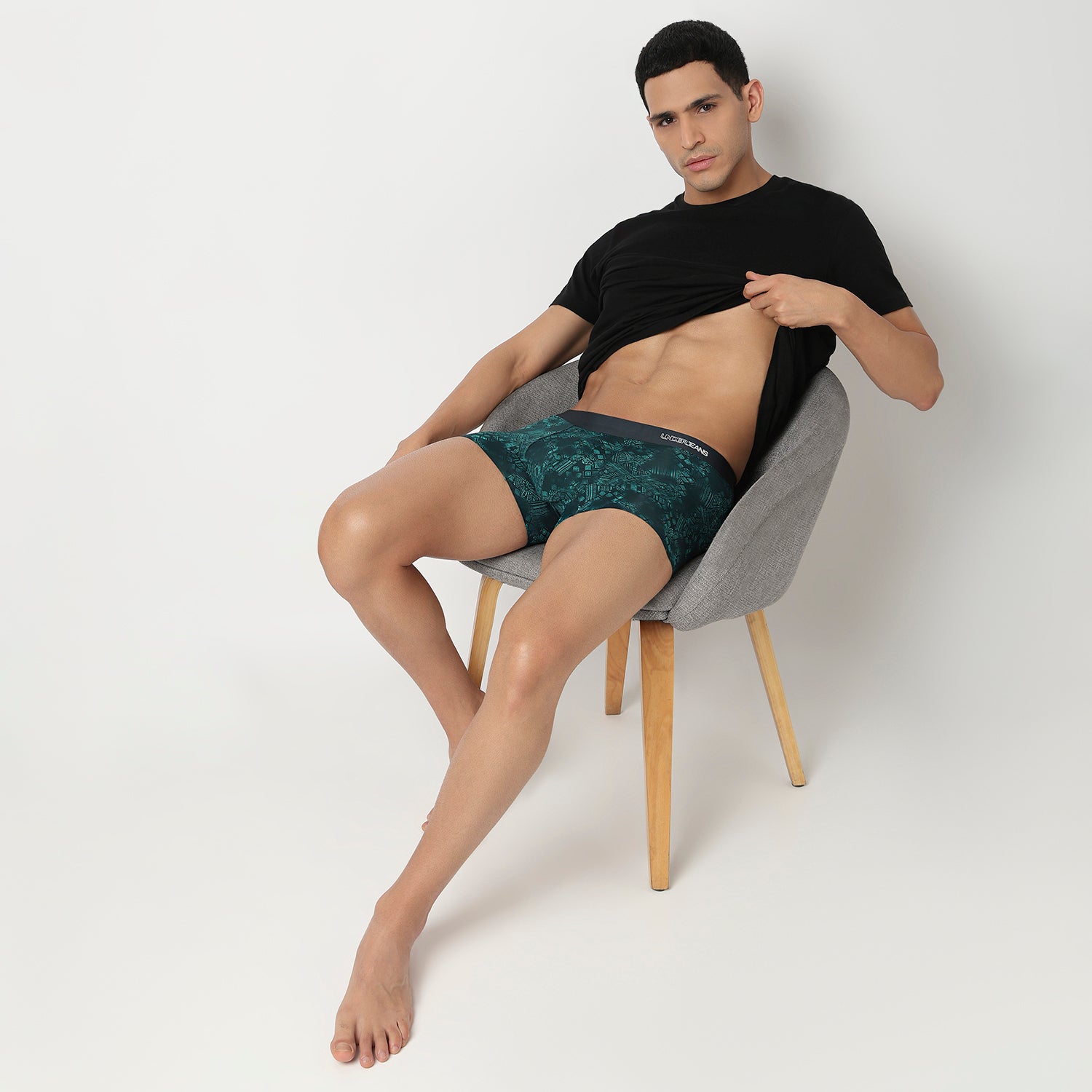 Underjeans Green Nylon Blend Trunk