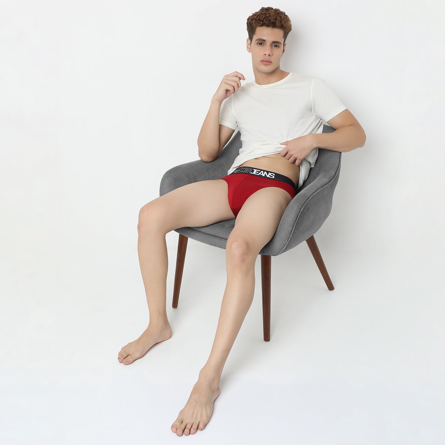 UnderJeans by Spykar Men Maroon Olive Mid Rise Solid Briefs (Pack of 2)