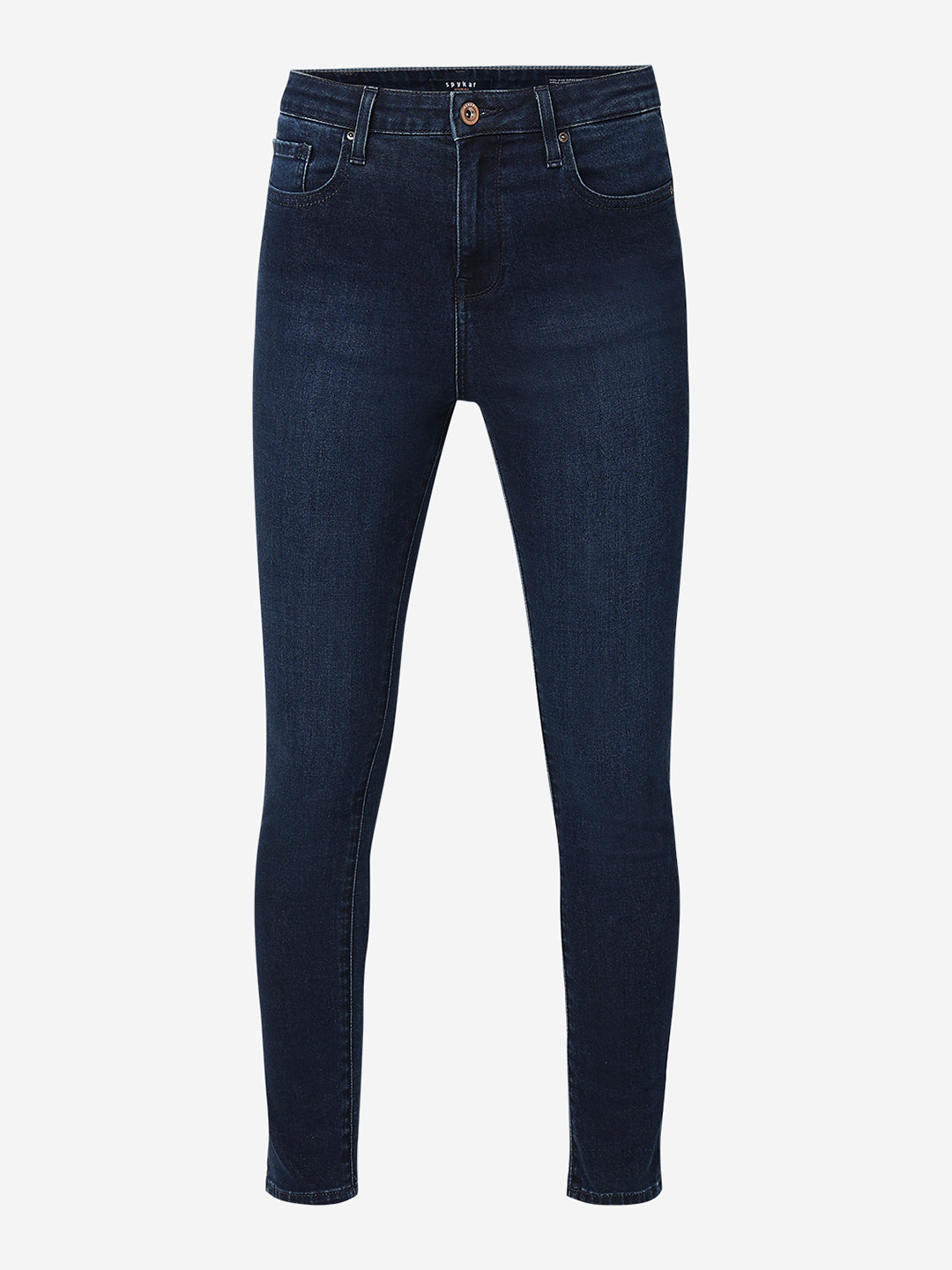 Spykar Dark Blue High Rise Super Skinny Fit Casual Jeans For Women