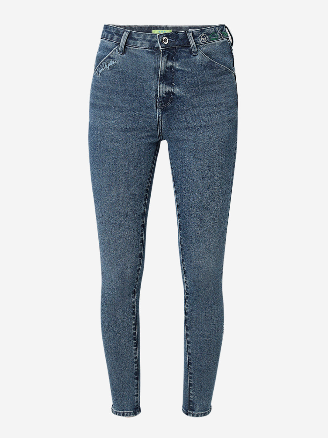 Spykar Mid Blue High Rise Super Skinny Fit Casual Jeans For Women