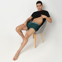 Underjeans Green Cotton Blend Trunk