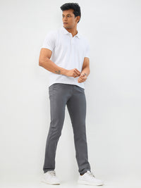Men Trouser Slim Fit Grey Mid Rise