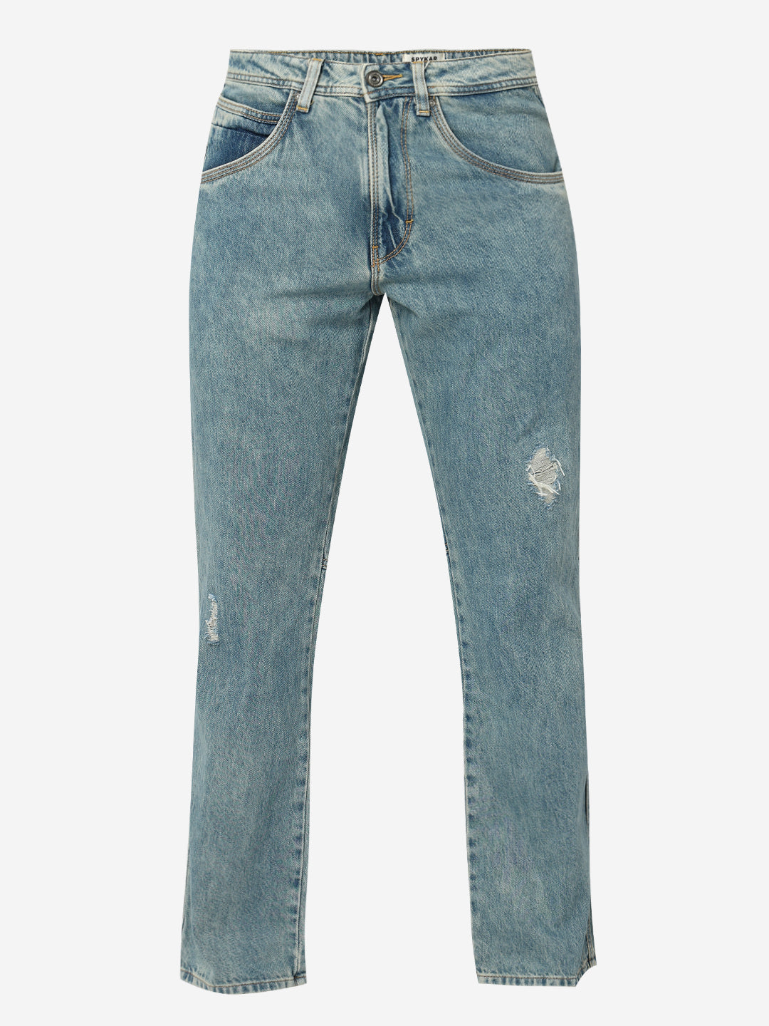 Spykar Mid Blue Mid Rise Comfort Fit Casual Jeans For Men